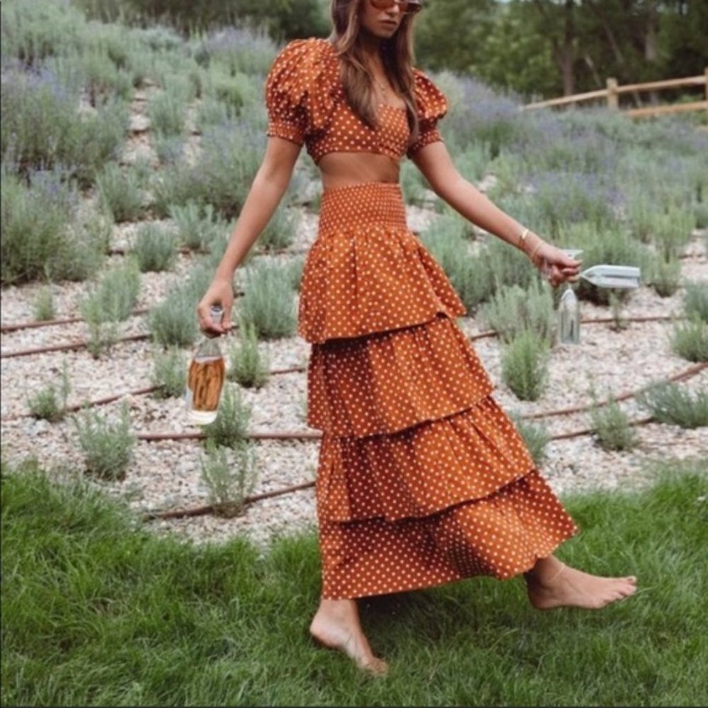 We Wore What Paloma Polka Dot Cover Up Skirt Med